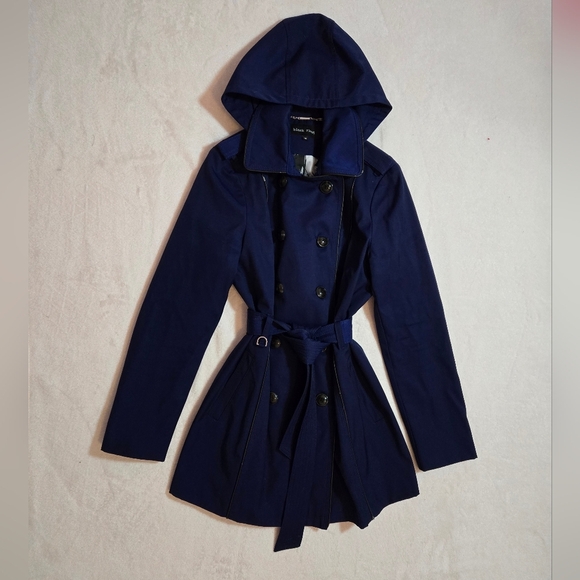 Black Rivet Royal Blue Trench Coat | Size Medium - Picture 1 of 13